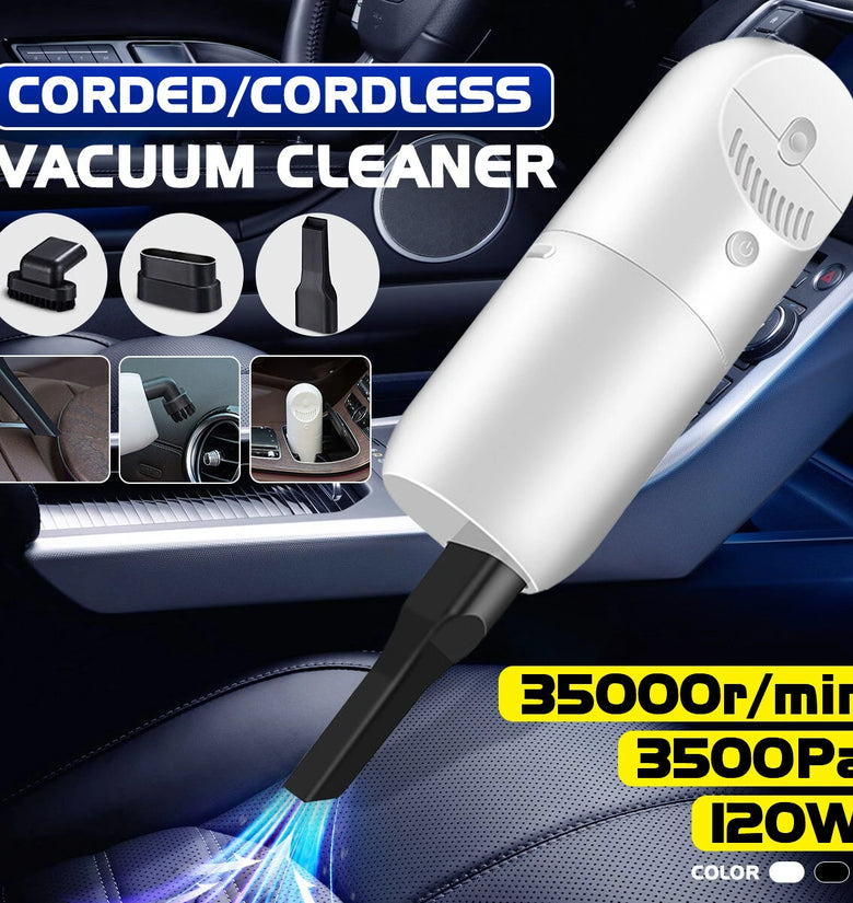120W Portable Handheld Car Vacuum Cleaner 35000rpm 3500Pa Powerful Suction Lightweight Cleaning for Car Home Office