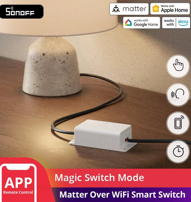 SONOFF Basic Gen5 Matter Over WiFi Smart Switch BASIC-1GS Matter Protocol Large Touch Surface Reliable Work with Apple Ecosystem Alexa Google Home