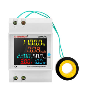 SINOTIMER SDM009 AC40-300V Rail Single-phase Digital Voltage Current Frequency Power Factor Electric Multi-function Measuring Instrument