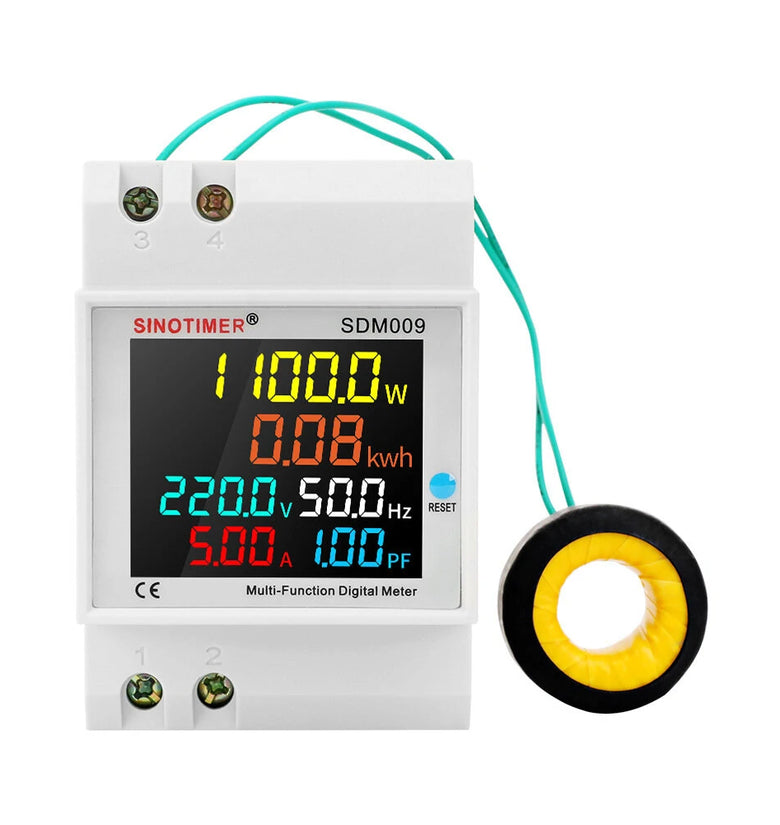 SINOTIMER SDM009 AC40-300V Rail Single-phase Digital Voltage Current Frequency Power Factor Electric Multi-function Measuring Instrument