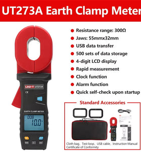 UNI-T UT273A UT273B UT273C Clamp Earth Resistance Tester High Accuracy Resistance Measurement 0.010-1200 AC Current 20.0A USB Bluetooth Data Storage 500 Sets Professional Clamp Meter