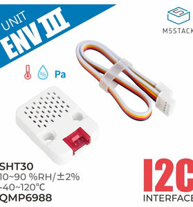 M5Stack ENV-III Temperature Humidity Air Pressure Sensor High Accuracy Environmental Monitoring Device SHT30 QMP6988 I2C Interface