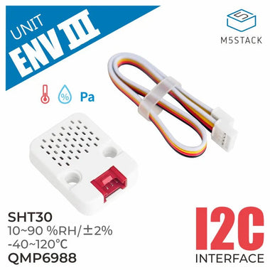 M5Stack ENV-III Temperature Humidity Air Pressure Sensor High Accuracy Environmental Monitoring Device SHT30 QMP6988 I2C Interface