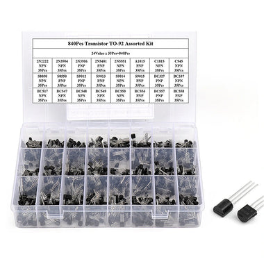 840PCS TO-92 Diode Transistor Set 24 Values 35pcs/value NPN PNP Lead Transistors Assorted Kit