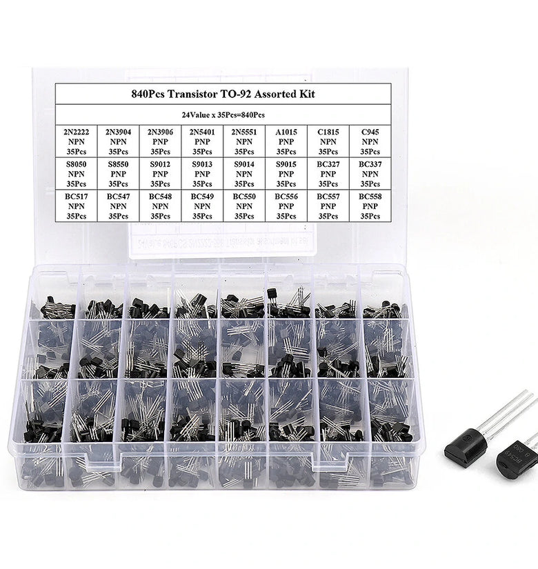 840PCS TO-92 Diode Transistor Set 24 Values 35pcs/value NPN PNP Lead Transistors Assorted Kit