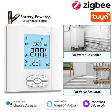 Tuya Zigbee3.0 Smart Thermostat for Water Gas Boiler Valve Smart WiFi Wireless Temperature Controller Voice with Alexa Google Home
