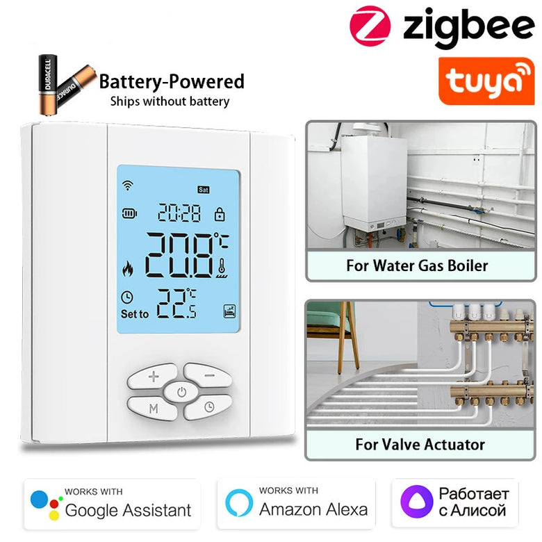 Tuya Zigbee3.0 Smart Thermostat for Water Gas Boiler Valve Smart WiFi Wireless Temperature Controller Voice with Alexa Google Home