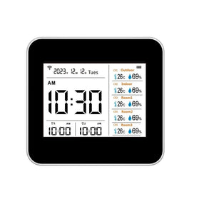 13 in 1 Tuya WIFI Intelligent Thermometer Hygrometer Indoor Accurate Temperature Humidity Gauge Monitor with Time/Calendar/Alarm Display Support Remote APP Control for Home Office