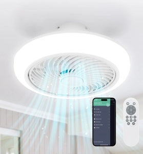 19" LED Ceiling Fan Light Flush Mount Ceiling Fan Lamp Chandelier Remote Control