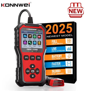 KONNWEi KW340 Car CAN OBD2 EOBD Diagnostic Tool Engine Battery Test Read Fault Code Clear Real-Time Data O2 Inspection Tool