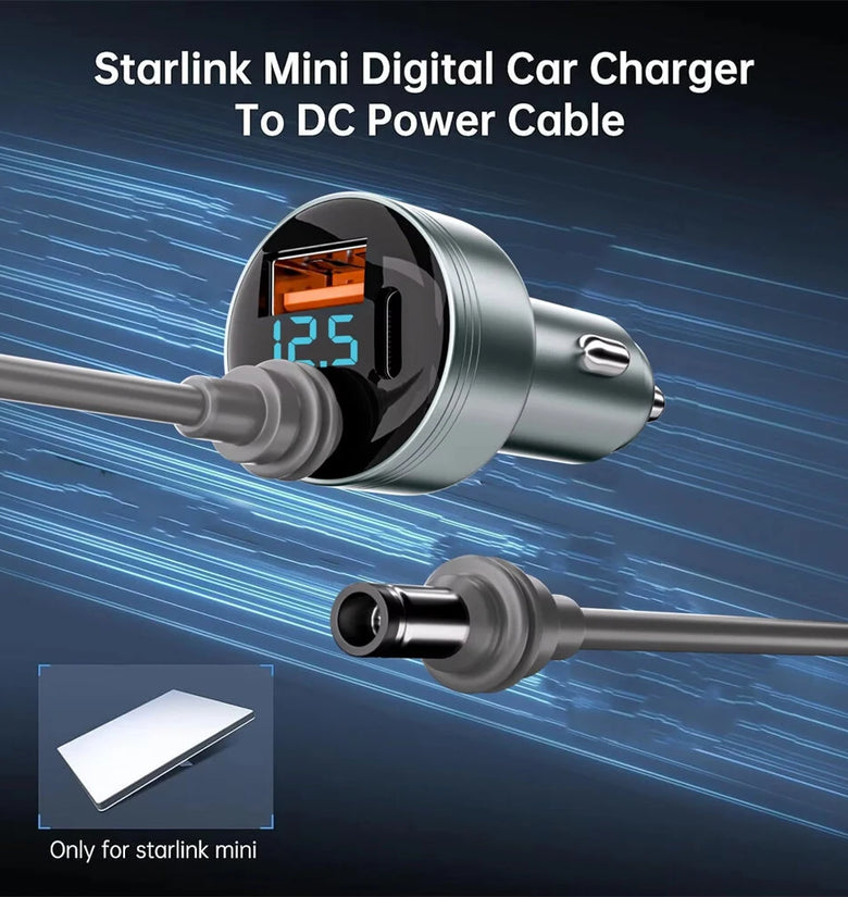FSJ-088 163W 3-in-1 Car Charger Adapter for Starlink Mini 100W DC Power Port 45W PD USB-C & 18W Fast Charging Lighter Splitter
