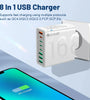 BK329-4A4C 8-Port USB PD Charger 4USB-A+4USB-C PD QC4.0 3.0 2.0 FCP SCP Fast Charging Wall Charger Adapter EU Plug for iPhone 16 15 Pro 14 13 12 Pro Max for Huawei Mate XT for Xiaomi 15pro