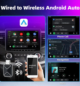 2 in 1 Wired to Wireless CarPlay Android Auto Adapter Plug & Play Voice Assistant with BT 5.0 5GHz WiFi