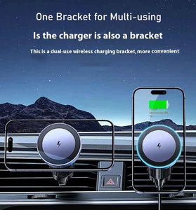 UGreen W525 Magnetic Car Phone Holder Car Air Vent Wireless Mobile Phone Charger Stand 360 Rotary Aluminum Alloy Mount Bracket for iPhone 16 16 Pro 15 14 13 Pro Max for Huawei Mate XT for Xiaomi 15pro for Samsung Galaxy Z Flip6