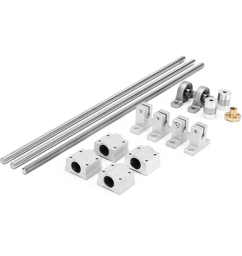 Machifit 15pcs 400mm Optical Axis Guide Bearing Housings Linear Rail Shaft Support Screws Set