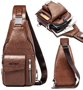 WEIXIER Men's Casual Chest Bag, Messenger Bag, Men's Bag, Leisure Backpack, Sports Diagonal Sholder Bag, Multi-functional Large Capacity Men Bag