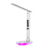 Foldable Multifunction LED Desk Lamp with Wireless Charger Touch Dimmable Table Lamps 5 Brightness Levels with USB Port, LCD Clock Display, RGB Night Light,