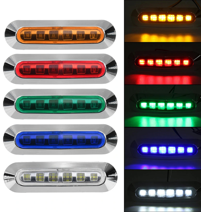 2PCS 6LED Side Marker Lights Lamp 12V 24V for Truck Trailer Caravan Lorry Van