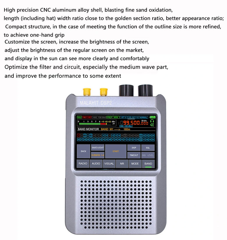 New Firmware 2.40 Genuine Second Generation Malahit-DSP2 SDR Malachite Receiver Radio 10kHz-380MHz 404MHz-2GHz