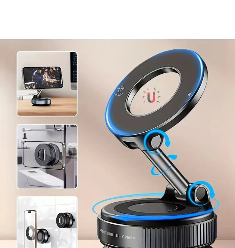 360 Rotate Foldable Car Mount Phone Holder Universal Vacuum Strong Magnetic Multifunctional Navigation Support Bracket