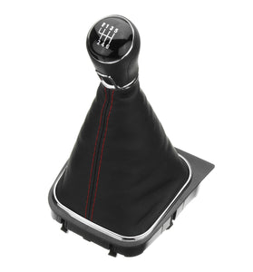 6 Speed Gear Shift Knob Shifter 11mm Inner PU Leather Boot Gaitor Cover For VW Golf 5 6