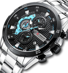 CURREN Fashion Men Stainless Steel Strap Quartz Watch Multi-function Chronograph Waterproof Wristwatch Fine Business Casual Men's Watches