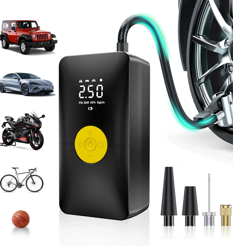 150psi Cordless Electric Air Pump 4000mAh Tire Inflator Portable Air Compressor LCD Digital Display with LED Light for Car Bike Motorcycle Ball