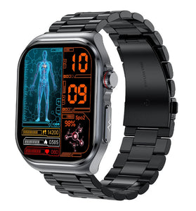 ET585 2.04inch AMOLED Display PPG+ECG Micro-physical Examination Function HRV Detection Heart Rate Blood Pressure Blood Oxygen Monitor Sleep Monitoring Blood Sugar Blood Component BMI Measurement Meto NFC Music Playback Waterproof Smart Watch