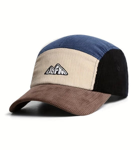 Corduroy Color-Block Baseball Cap Fashion Retro Unisex Adjustable Hat Comfy Breathable Round Crown Embroidered Peaked Cap for Men Women