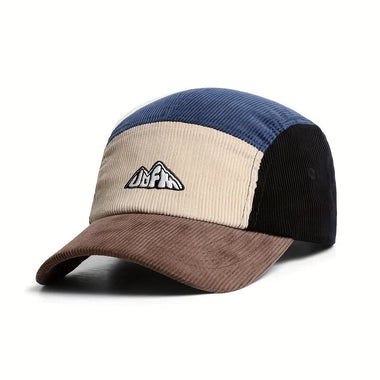 Corduroy Color-Block Baseball Cap Fashion Retro Unisex Adjustable Hat Comfy Breathable Round Crown Embroidered Peaked Cap for Men Women
