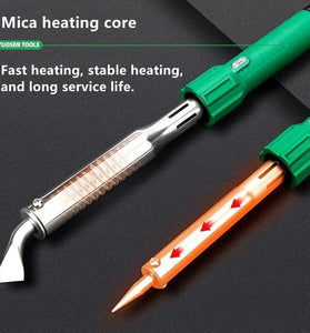 150W High Power Soldering Iron Flat Tip External Heating Rapid Heat Up LED Light Tin Welding Tool Mica Heating Core Anti Scald Handle Professional Alloy Tip