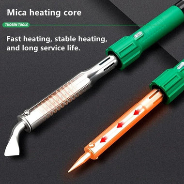 150W High Power Soldering Iron Flat Tip External Heating Rapid Heat Up LED Light Tin Welding Tool Mica Heating Core Anti Scald Handle Professional Alloy Tip