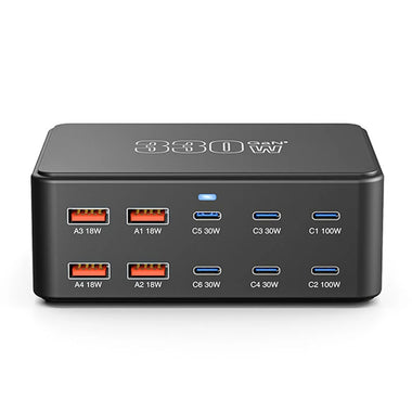 [GaN Tech] Bakeey HW-66 330W 10-Port USB PD Charger 6USB-C+4USB-A QC3.0 PD3.0 PPS SCP AFC Fast Charging Desktop Charging Station EU Plug for iPhone 16 15 14 Pro Max for Samsung Galaxy Z Flip6 for Huawei Mate XT