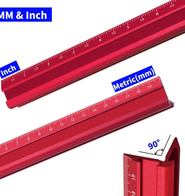 Metric & Imperial Marking V-Ruler High Precision Durable Aluminum Alloy Versatile Parallel/Vertical Line Scribe Marking Gauge