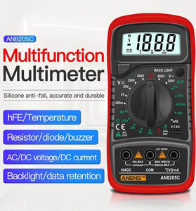 ANENG AN8205C Digital Multimeter AC/DC Ammeter Volt Ohm Tester Meter Multimetro With Thermocouple LCD Backlight