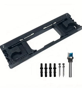 Polished Plastic Hinge Router Template Kit Adjustable for 2-1/2 to 6 Inch Hinges Square and Semidiameter Corners Easy Installation Sturdy Finish Industrial Hardware Tool