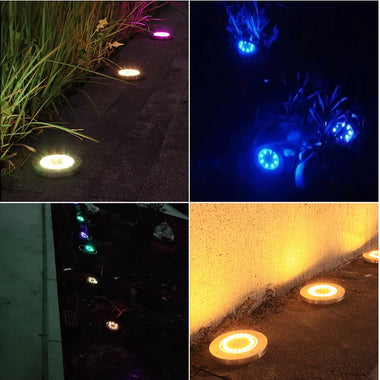 Solar Buried Lights 8LED Stainless Steel Outdoor Inserted Grass Lights Patio Garden Rainproof Lawn Lamp