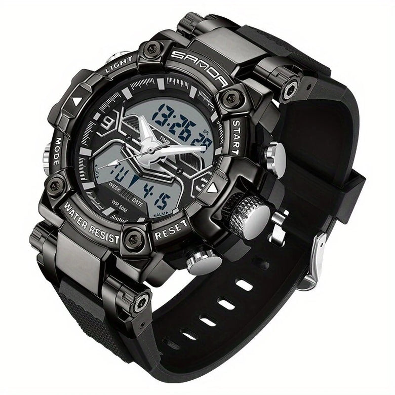 SANDA Men's Sport Digital Watches Multifunctional Luminous Wrist Watch Waterproof Shockproof Alarm Clock Men Watch