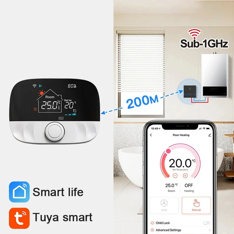Tuya WiFi Thermostat for Floor Heating Water Gas Boiler Home Room Smart Programmable Temperature Controller Work with Alexa Google Assistant