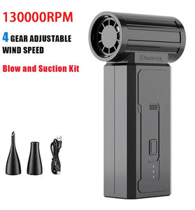 Mini Turbo Fan 130,000PM Peak 35 m/s Wind Speed 2000mAh Peak Battery 4 Speed Settings Cordless Powerful Hair Dryer and Dust Remover