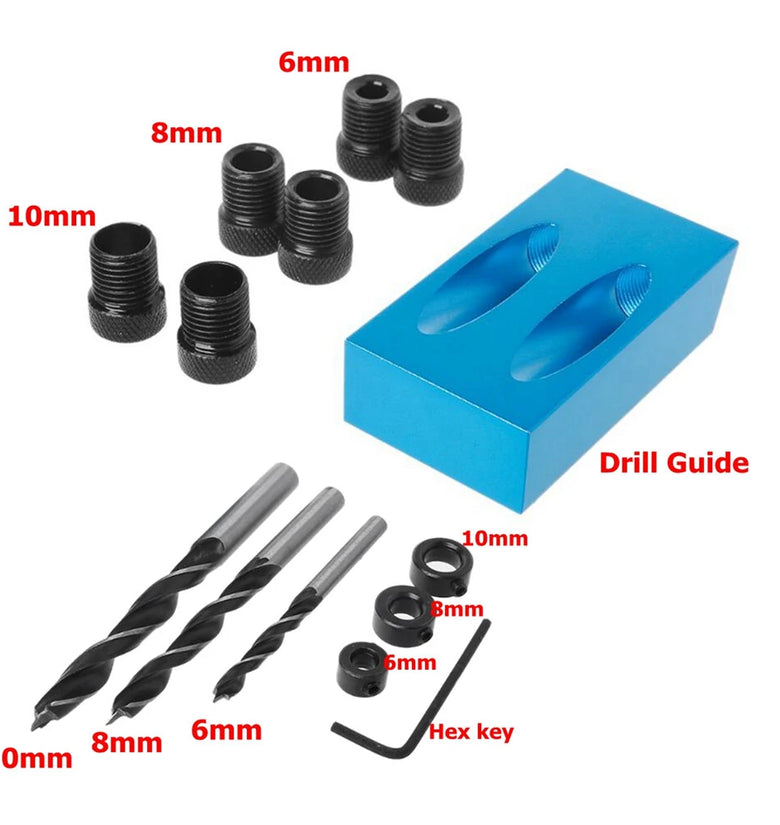 Pocket Hole Jig with Dowel Drill Set Drill Guide Woodworking Tool