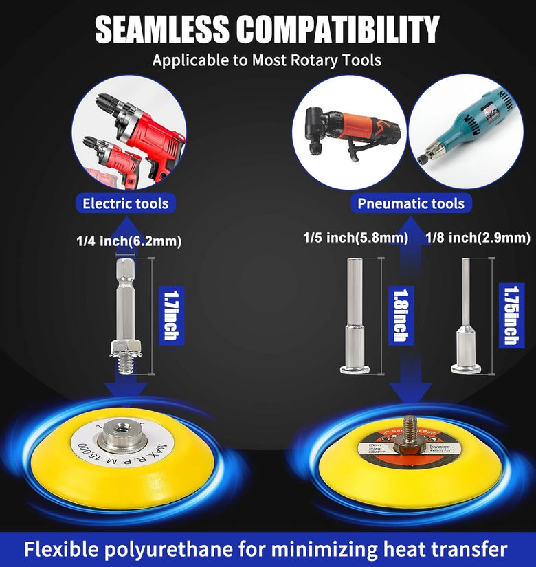 3 Inch Sanding Disc Drill Polishing Kit 133 PCS Wet Dry Headlight Restoration Hook and Loop Sandpaper Rotary Tools Multi-Grit Buffing Pads for Car Wood Metal Glass Resin