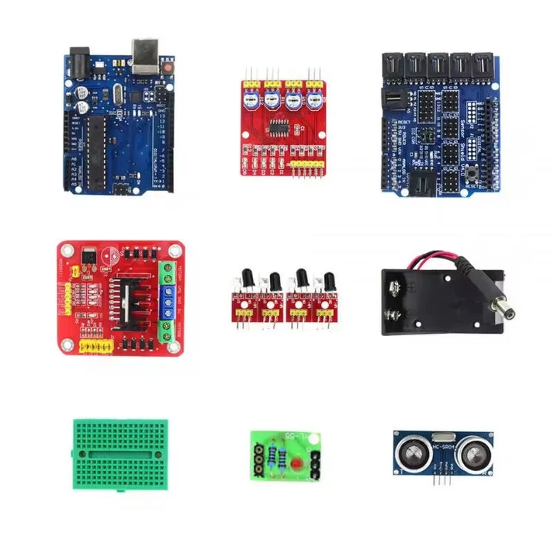 UNOR3 Four-wheel Intelligent Mini Vehicle 4WD bluetooth Remote Control DIY Smart Robot Kit Speed Measurement Tracking Obstacle Avoidance