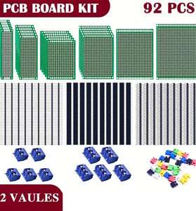 92Pcs Double-sided PCB Board Single Row Pin Single Row Female Terminal Kit Printed Circuit Boards Part Electronic Components