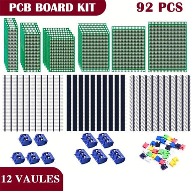 92Pcs Double-sided PCB Board Single Row Pin Single Row Female Terminal Kit Printed Circuit Boards Part Electronic Components