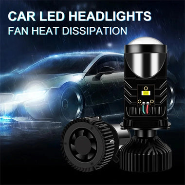 2pcs H4 LED Projector Mini Lens Auto Car LED Headlight Bulb Kit Conversion High & Low Beam 6000K Turbo Fan Car Light Lamp
