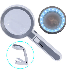 Portable 18LED Touch Switch Folding 5x 11x Magnifying Glass for Precision Measurement and Repair with Detachable Handheld Desktop and Charging