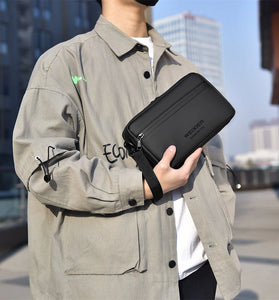 WEIXIER Mens Simple Fashion Mini Crossbody Bag Large Capacity Waterproof Wear-resistant Zipper Outdoor Casual Shoulder Messenger Bag