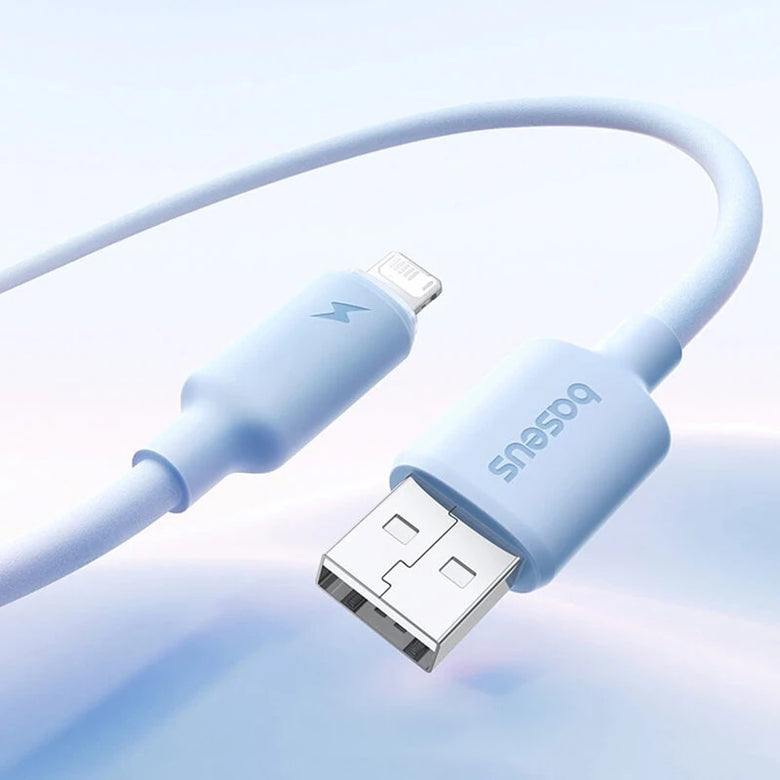 Baseus Foamed Silicone Series 2.4A USB-A to iP Cable Fast Charging Data Transmission Copper Core Line 1M/2M Long for iPhone 14 14 Pro 13 12 Pro Max for iPad Pro