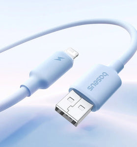 Baseus Foamed Silicone Series 2.4A USB-A to iP Cable Fast Charging Data Transmission Copper Core Line 1M/2M Long for iPhone 14 14 Pro 13 12 Pro Max for iPad Pro